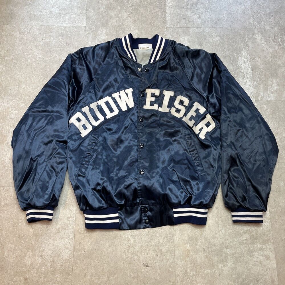 Vintage Men’s Budweiser Satin Bomber Jacket Size Large